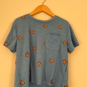 Blue Kids Short Sleeve Tee with Bear Patch Pocket